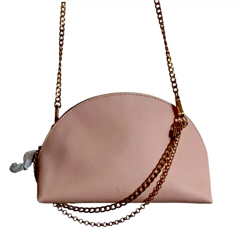 Givenchy Cosmetic Crossbody Purse Handbag Faux Leather Pink Logo NWOT